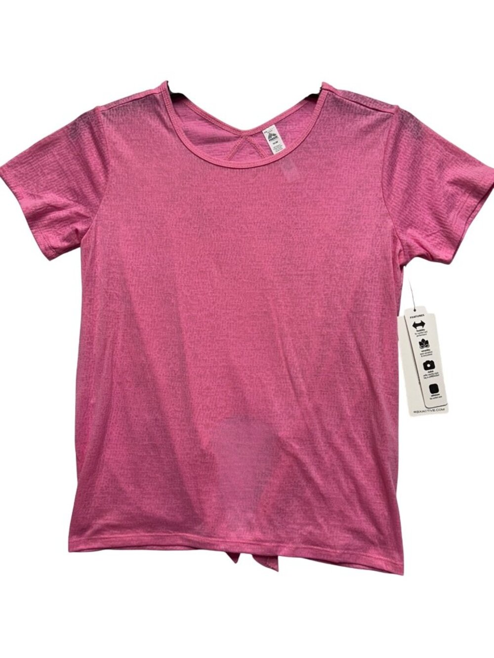 RBX Womens Size M Pink Athleisure Tie in back Top Short Sleeve Lightweight Style - Picture 1 of 9